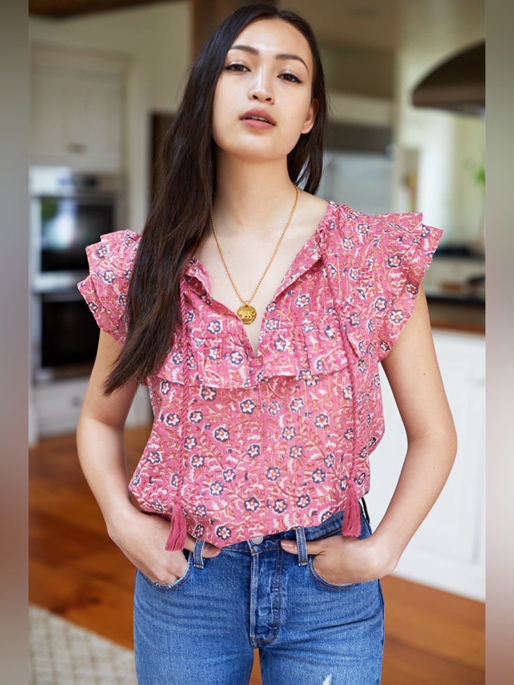 Emerson Fry Antoinette Top in Rose Gold Lurex Size XS